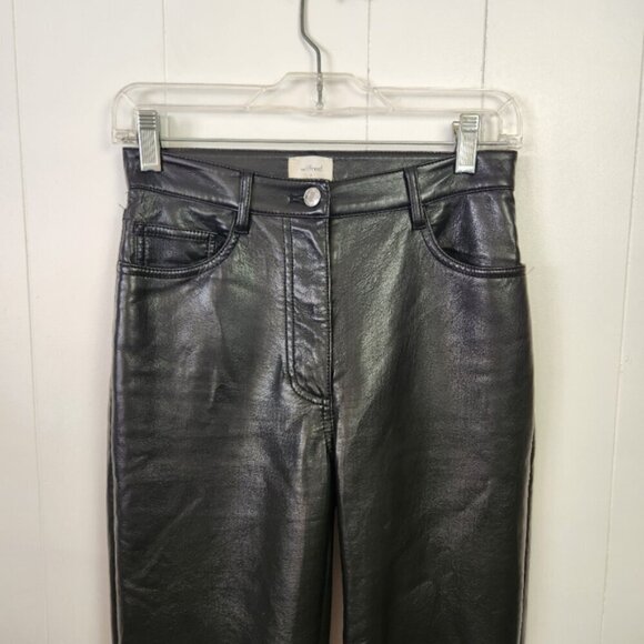 Aritzia Wilfred The Melina Pant Black Vegan Leather Straight Leg Pants High Rise - Picture 5 of 11
